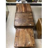 THREE JAVA WOODEN SIDE TABLES