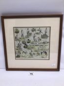 A FRAMED AND GLAZED COLOURED PRINT TITLED 'THE AUSTRALIAN CRICKETING TEAM-NOTES AT THE FINAL MATCH