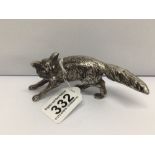 A 925 SILVER FOX, 6CM TALL