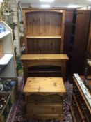 TWO PINE BOOKCASES WITH A PINE UNIT