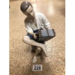 B AND G COPENHAGEN FIGURE, YOUNGMAN WITH AN ACCORDIAN 23CM