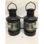 A PAIR OF CONVERTED PAINTED MARITIME MASTHEAD SHIPS LAMPS