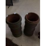 TWO VINTAGE TERRACOTTA CHIMNEY POTS 63CM