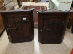 TWO RUSTIC SMALL CORNER UNITS 58CM