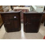 TWO RUSTIC SMALL CORNER UNITS 58CM