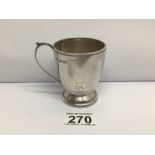 A HALLMARKED SILVER CIRCULAR CHRISTENING MUG BY DEAKIN AND FRANCIS 1920'S 8CM, 101 GRAMS