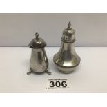 TWO SINGLE PEPPER SHAKERS HM SILVER