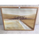 A LARGE FRAMED OIL ON CANVAS SIGNED JOHN BAMPFIELD 106 X 80CM