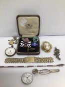 MIXED COLLECTABLE ITEMS INCLUDES SILVER BROOCH OMEGA WATCH STRAP (1030) AND MORE