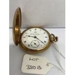 A GOLD PLATED FULL HUNTER RUSSELL AND SONS POCKET WATCH W/O