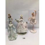 FOUR VINTAGE PORCELAIN FIGURINES INCLUDING TWO LIMITED EDITION COALPORT ( CLEMENTINE DEBUT IN