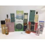 A BOX OF LADIES PERFUMES AND LOTIONS SOME BOXED INCLUDING YVES SAINT LAURENT, YARDLEY, BLUEGRASS AND