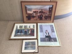 FOUR FRAMED AND GLAZED PRINTS INCLUDES PETER SCOTT AND MORE LARGEST 93 X 66CM