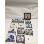 A COLLECTION OF BLUE AND WHITE DELFT WALL TILES, SOME MARKED 'WESTRAVEN UTRECHT' MADE IN HOLLAND AND
