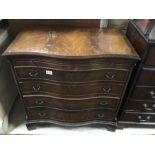 A VINTAGE SERPENTINE FRONT MAHOGANY FOUR DRAWER CHEST WITH LEATHER SLIDE 460 APPROX 78 X 78 X 47CM