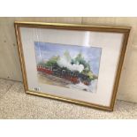 A FRAMED AND GLAZED WATERCOLOUR BY A.H.PAYNE, ROTHER HYDE DISTRICT RAILWAY 50 X 39CM