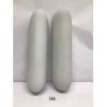 A PAIR OF VINTAGE FROSTED GLASS WALL LIGHTS APPROX 41CM IN LENGTH A/F