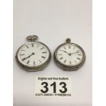 TWO LADIES CONTINENTAL SILVER POCKET WATCHES