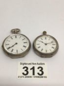 TWO LADIES CONTINENTAL SILVER POCKET WATCHES