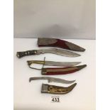 THREE VINTAGE DAGGERS INCLUDES KUKRI