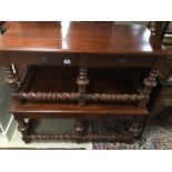 TWO WOODEN COFFEE TABLES WITH BARLEY TWIST SUPPORTS AND TWO DRAWERS