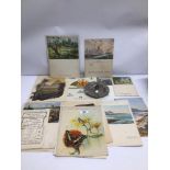 A MIXED COLLECTION OF VINTAGE SHIPPING EPHEMERA, MENUS AND MORE, ALSO INCLUDES A CRESTED ASHTRAY '