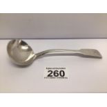 A GEORGE IV HALLMARKED SILVER SAUCE LADLE 16.5CM 62 GRAMS