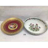 TWO VINTAGE CERAMIC DISHES WITH FLORAL DESIGNS AND ONE OF WHICH IS STAMPED ROYAL WORCESTER,