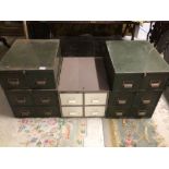 A QUANTITY OF VINTAGE METAL INDEX DRAWERS