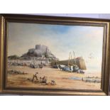 A FRAMED OIL ON CANVAS OF A BEACH SCENE SIGNED ANTHONY STYLE 86 X61CM
