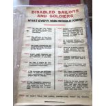 A VINTAGE POSTER BY THE DANGERFIELD PRINTING CO.DISABLED SAILORS AND SOLDIERS 102 X 64CM