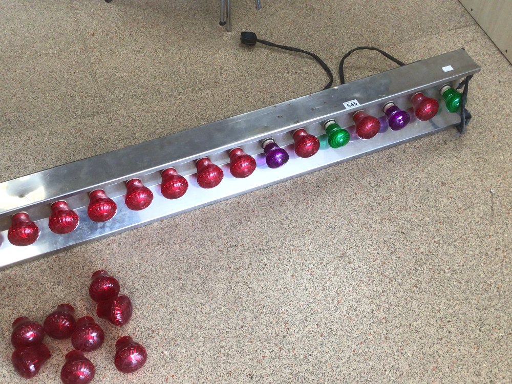 A PART OF A FAIRGROUND RIDE STEEL WITH MULTI COLOURED LIGHTS 220 X 21CM - Image 3 of 6