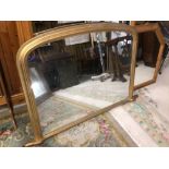 A VINTAGE GILDED OVERMANTLE MIRROR 124 X 82CM