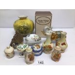 A VINTAGE COLLECTION OF PORCELAIN WARE MANY OF WHICH INCLUDES PALISSY AND ROYAL WORCESTER.