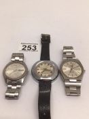 THREE VINTAGE GENTLEMANS WATCHES (SEIKO AUTOMATIC, ROTARY, AND TIMEX)