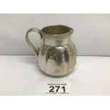A HALLMARKED SILVER CREAM JUG OF FLUTED OVOID 8CM BY EDWARD BARNARD AND SONS 1924, 123GRAMS