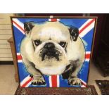 A FRAMED OIL ON CANVAS 'BRITISH BULL DOG' BY JAMES HOLDSWORTH 111 X 111CM COMMISSIONED BY THE