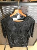 A VINTAGE BLACK PURE SILK BEADED DRESS BY TRICOUILLE SIZE F