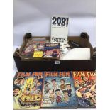 A MIXED BOX OF VINTAGE COLLECTABLES OF EPHEMERA AND BOOKS