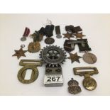 MIXED VINTAGE ITEMS INCLUDES AFRICAN STAR MEDAL AND AFRICAN BAR FRANCE AND GERMANY STARS AND AN