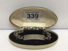 A HEAVY GENTS HM SILVER ID BRACELET WITH ENGRAVING