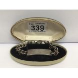 A HEAVY GENTS HM SILVER ID BRACELET WITH ENGRAVING