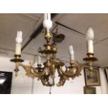 A GILDED FIVE BRANCH CHANDELIER
