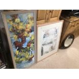 TWO PIECES OF ABSTRACT ART BY CHRISTAIN AND MICHAEL WHARTON LARGEST 100 X 82CM
