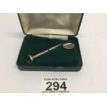 A NOVELTY GOLF SILVER TEE PROPELLING PENCIL MARKED STERLING, WITH HM SILVER BALL MARKER BOXED