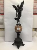 A CIRCA LATE 19TH CENTURY STATUE ON MARBLE BALL A/F 72CM