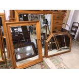 THREE LARGE PINE FRAMED MIRRORS