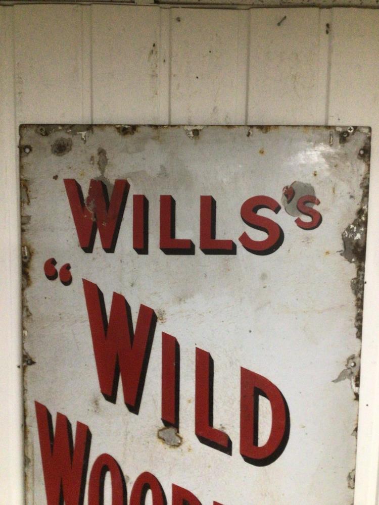 A VINTAGE ENAMEL ADVERTISING SIGN WILLS WILD WOODBINE CIGARETTES 46 X 92CM - Image 3 of 3