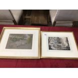 TWO FRAMED AND GLAZED WATERCOLOURS BOTH UNSIGNED 48 X 40CM