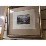 A 19TH CENTURY WATERCOLOR OF THE SWISS ALPS FRAMED AND GLAZED, 37 X 35CM